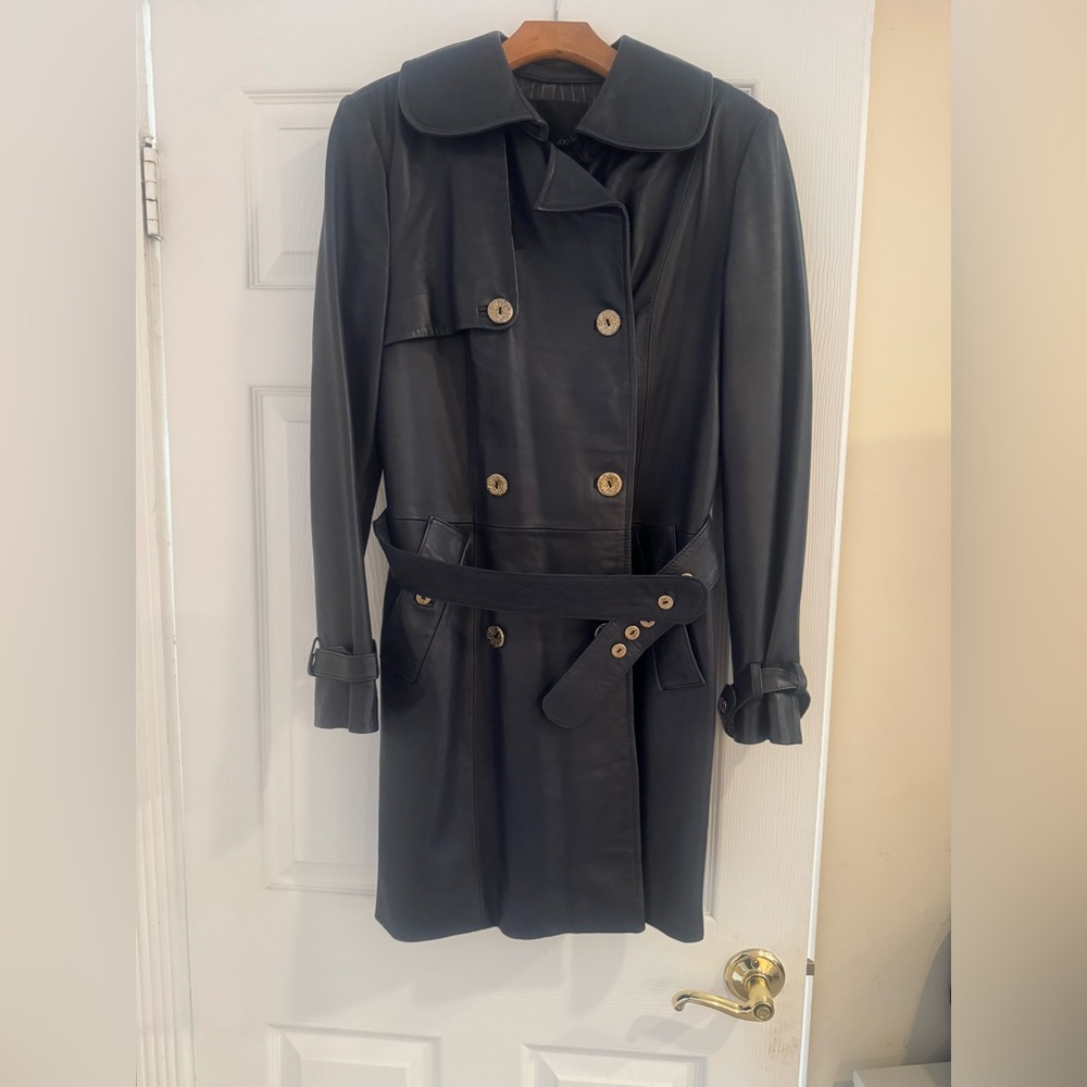 Joe’s jeans lambskin Navy trench coat. Size M. In excellent condition